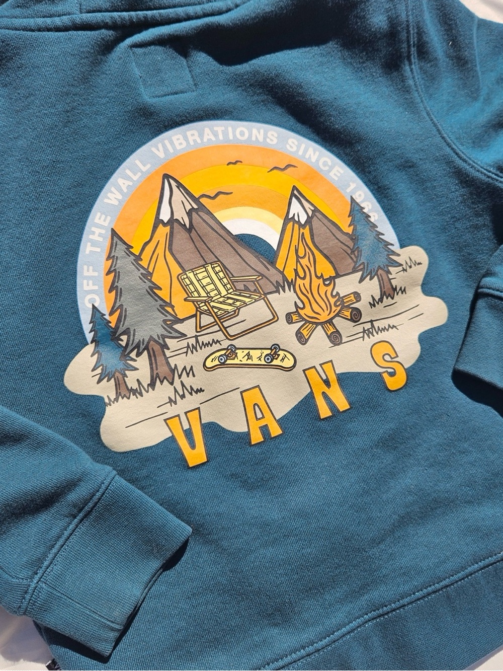 Vans 5M Kids Zip Sweater with Retro Camping Graphic